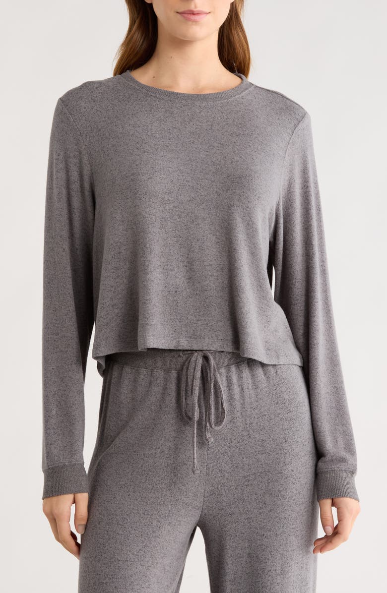 Abound Easy Cozy Crew Pajama Sweatshirt, Main, color, Grey Charcoal Heather