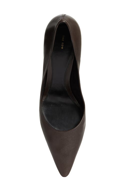 The Row Uxor Satin Pumps In Laquer Brown