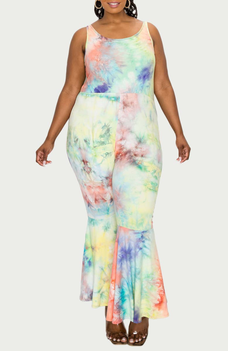 L I V D Kelse Sleeveless Flare Jumpsuit, Alternate, color, Purple/Yellow