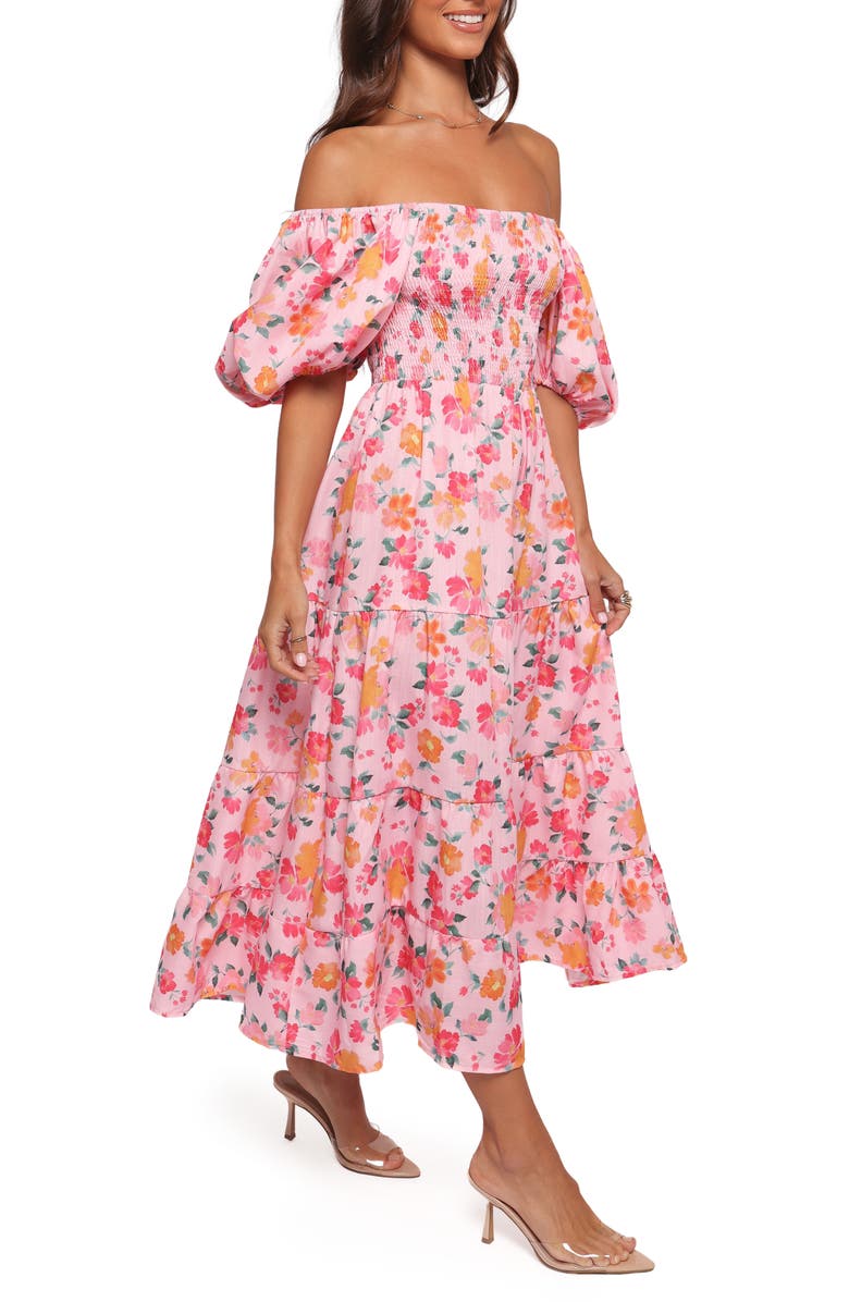 Petal & Pup Soliel Floral Print Off the Shoulder Maxi Dress, Alternate, color, Pink Floral