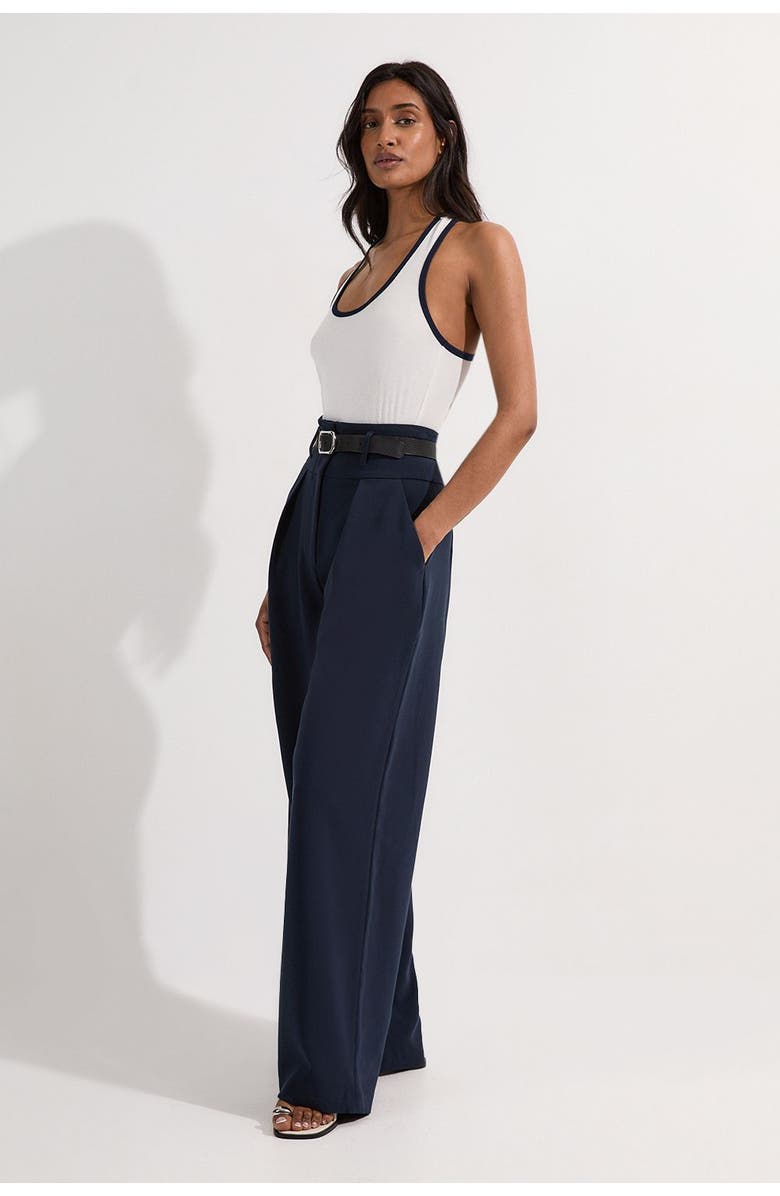 Karen Millen High Waist Wide Leg Pants, Alternate, color, Navy