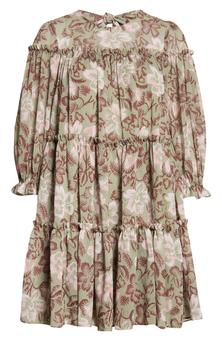Ted Baker London Bunnoo Floral Print Long Sleeve Tiered Georgette Dress, Alternate, color, 