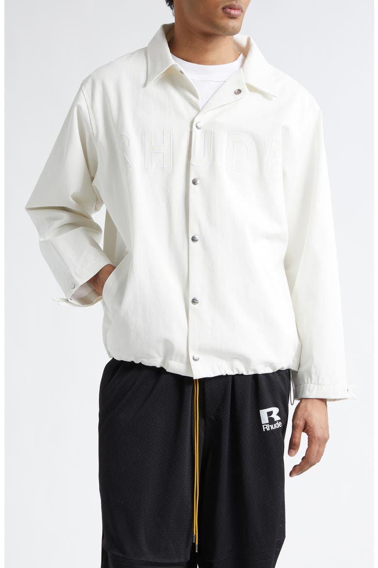 Logo Appliqué Coach's Jacket, Main, color, WHITE/ WHITE
