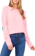 CeCe Heart Elbow Patch Sweater
