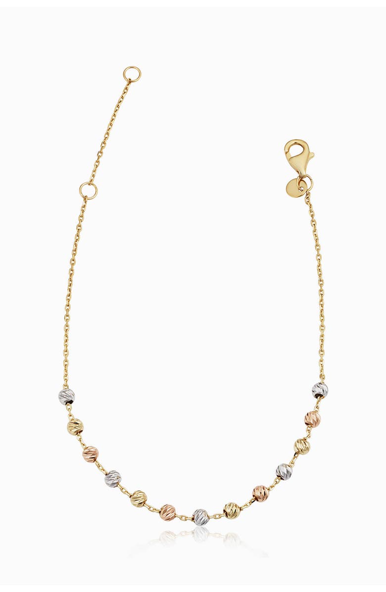 Oradina 14K Tricolor Gold Celebration Ball Station Bracelet, Main, color, 14K Tricolor Gold