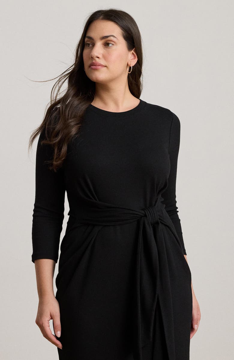 Lauren Ralph Lauren Tie Waist Rib Cotton Blend Midi Dress, Alternate, color,