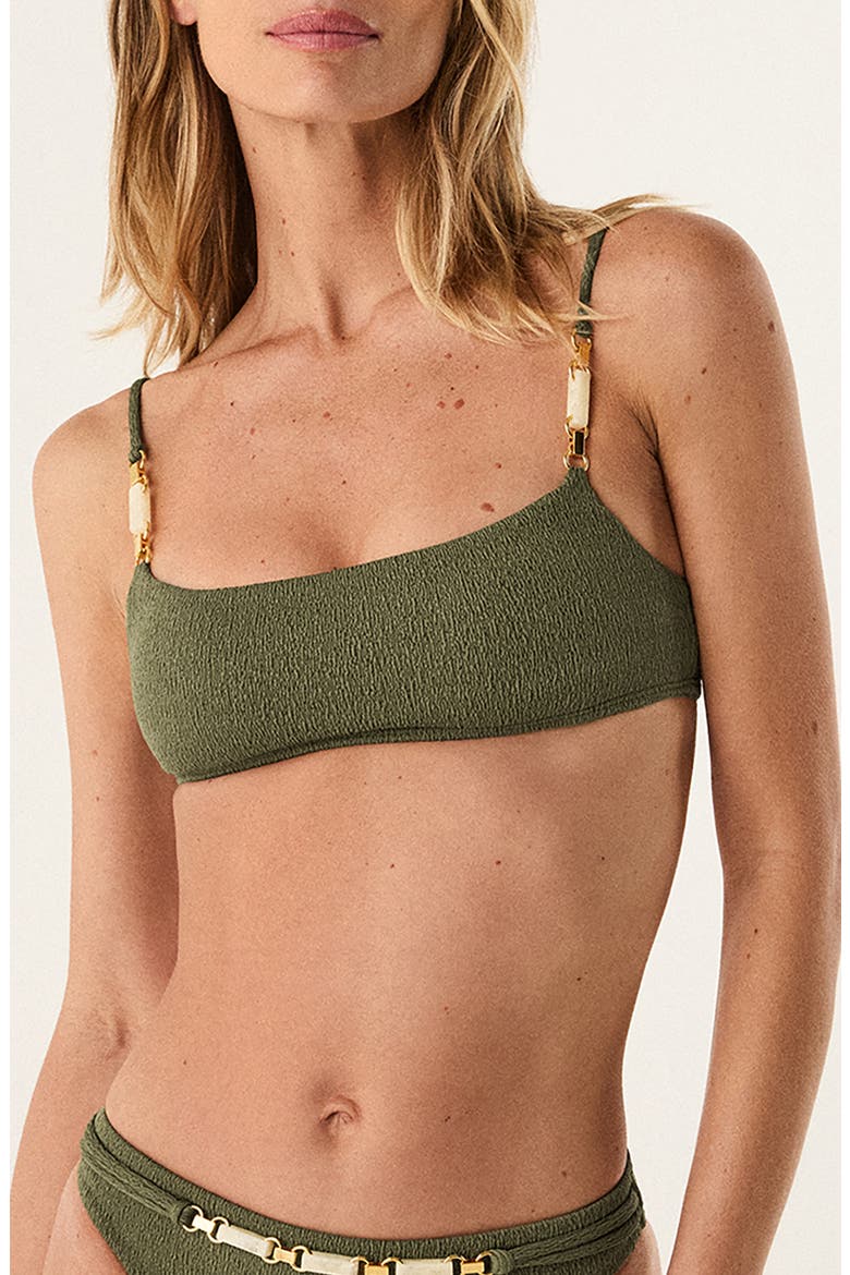 Janet Louise Scoop Neck Bikini Top, Main, color, DARK GREEN