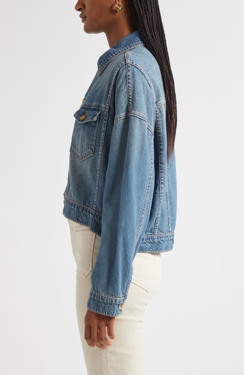 L'agence Vianney High-low Crop Denim Jacket In Blue
