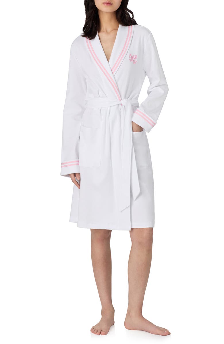 Lauren Ralph Lauren Long Sleeve Shawl Collar Cotton Robe, Main, color, 
