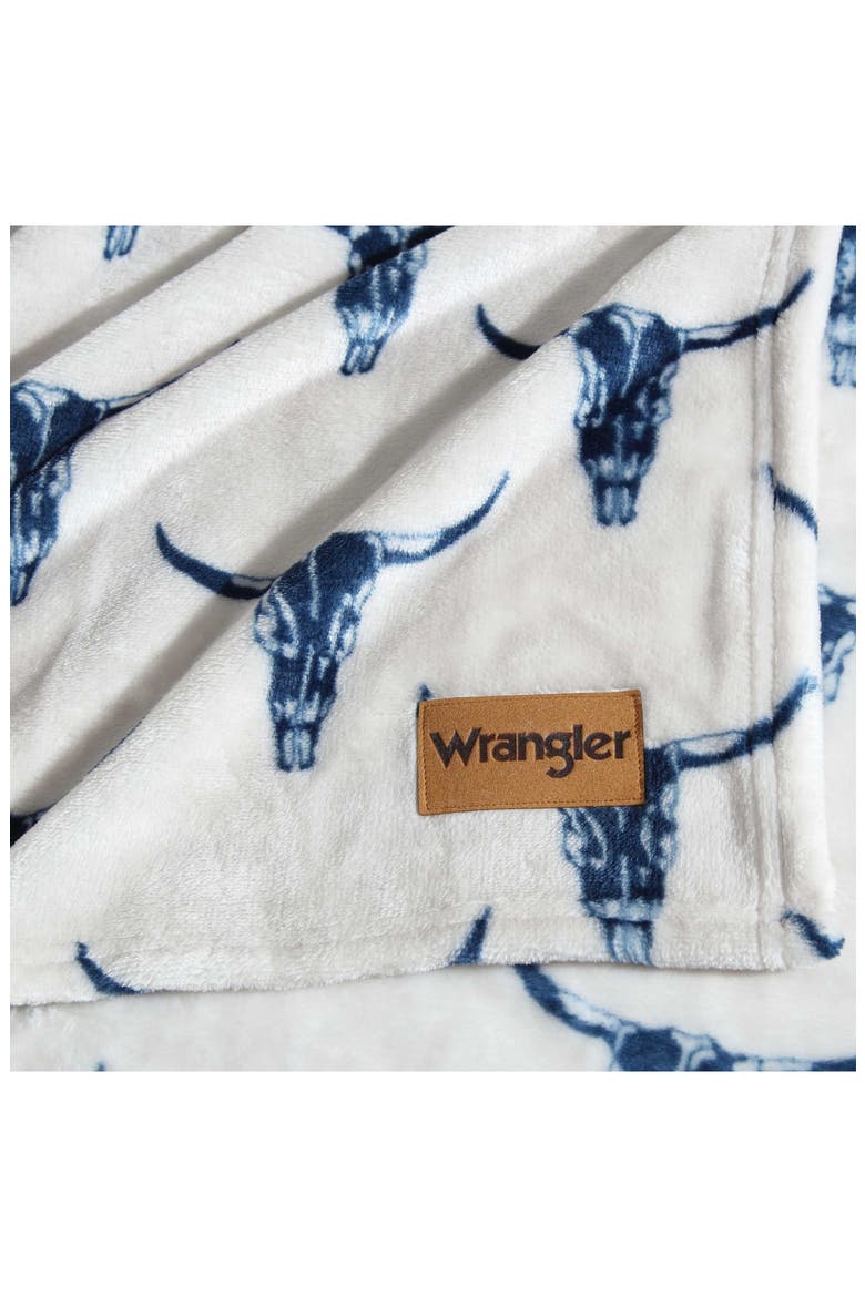 Steer Head Throw Blanket, Alternate, color, DARK BLUE