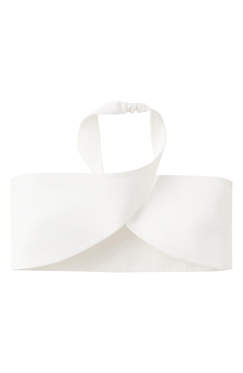 MANGO Starring Hailey Bieber Dario Halter Neck Crop Top, Main, color, Off White