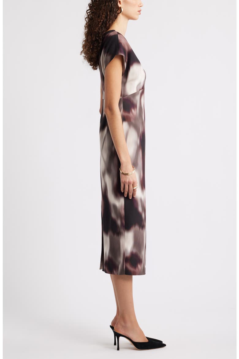Print Midi Dress, Alternate, color, BURGUNDY COSMOS