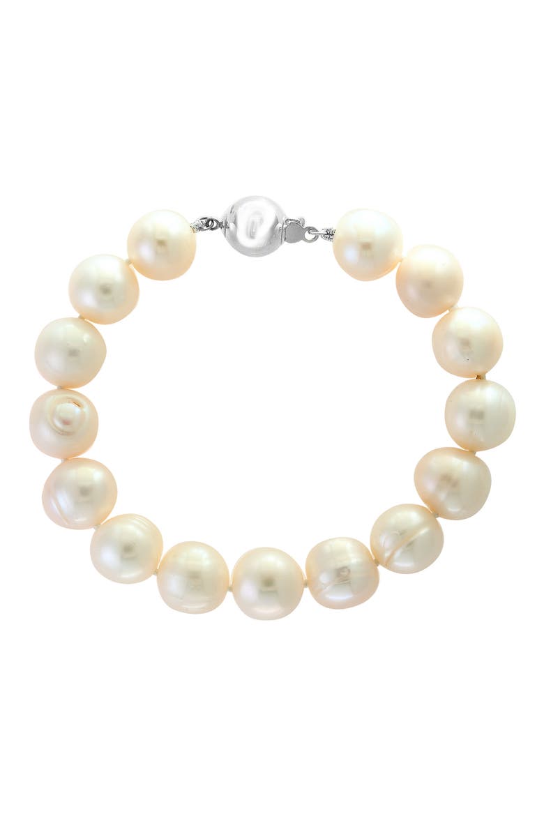 Sterling Silver Freshwater Pearl Bracelet, Main, color, WHITE
