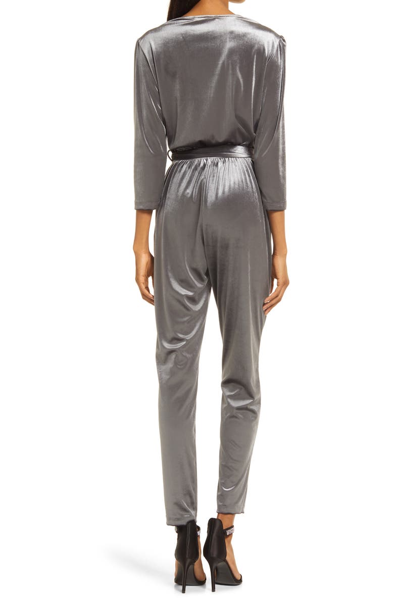 Fraiche by J Velvet Tie Waist Jumpsuit, Alternate, color, 