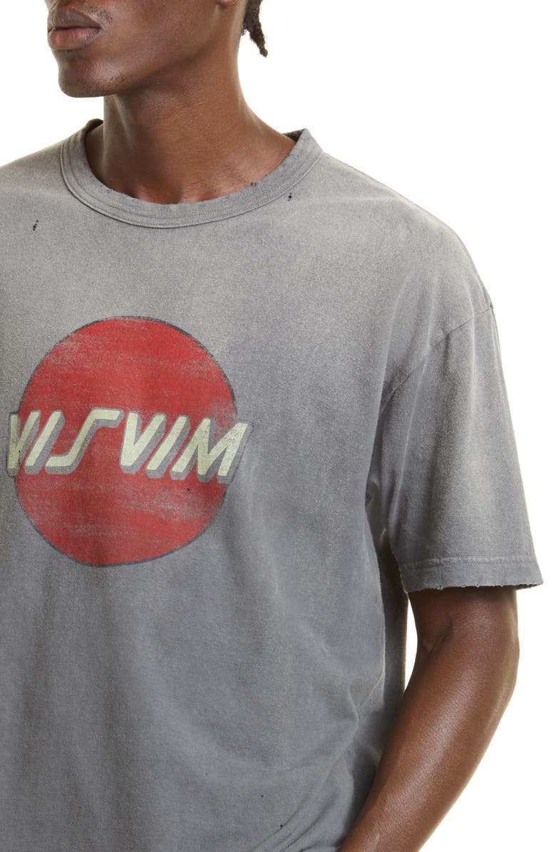 VISVIM Oversize Crash Logo Wool & Linen Graphic Tee, Alternate, color, 