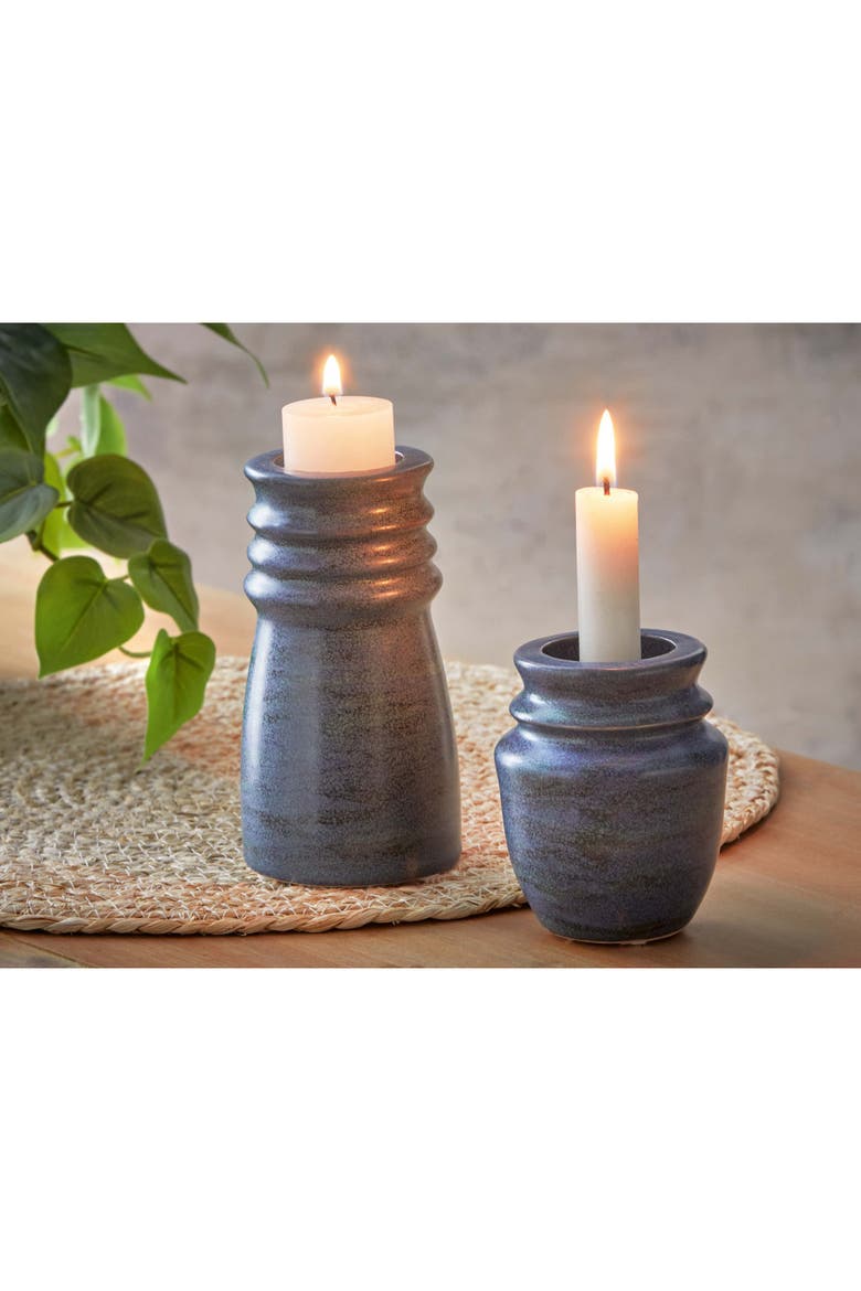 Azula Large Tealight Taper Holder Blue Ceramic Candle Decor, Alternate, color, Blue