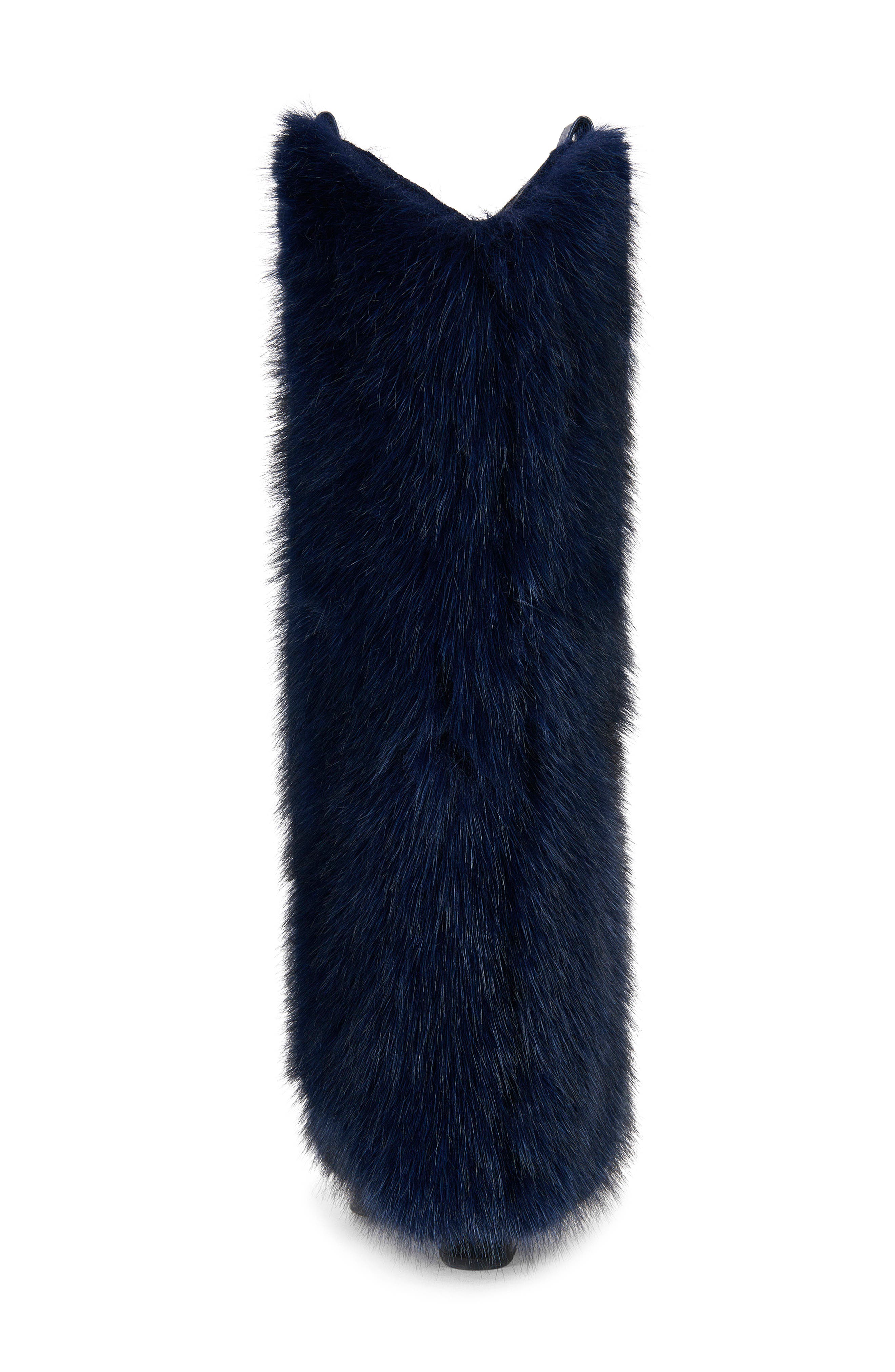 AZALEA WANG Friata Faux Fur Western Boot, Alternate, color, Navy