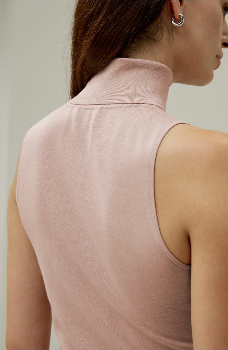 Lilysilk Minimalist Sleeveless Turtleneck Top, Alternate, color, Pink