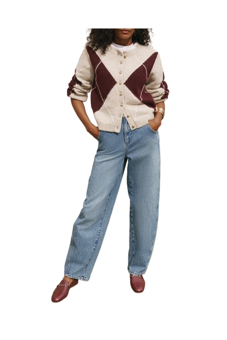 Wool Blend Argyle Cardigan, Main, color, Neutral