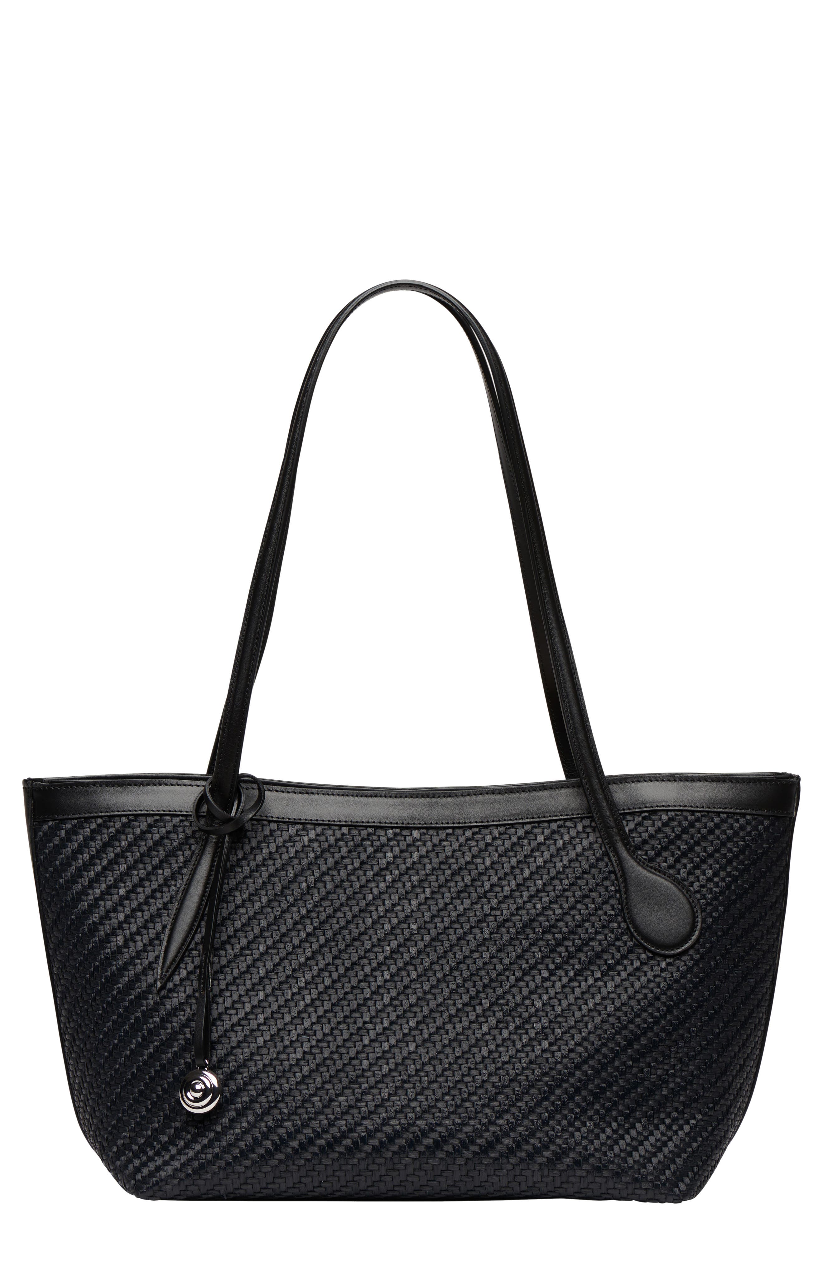 LIFFNER Midi Sprout Woven Leather Tote, Main, color, Black
