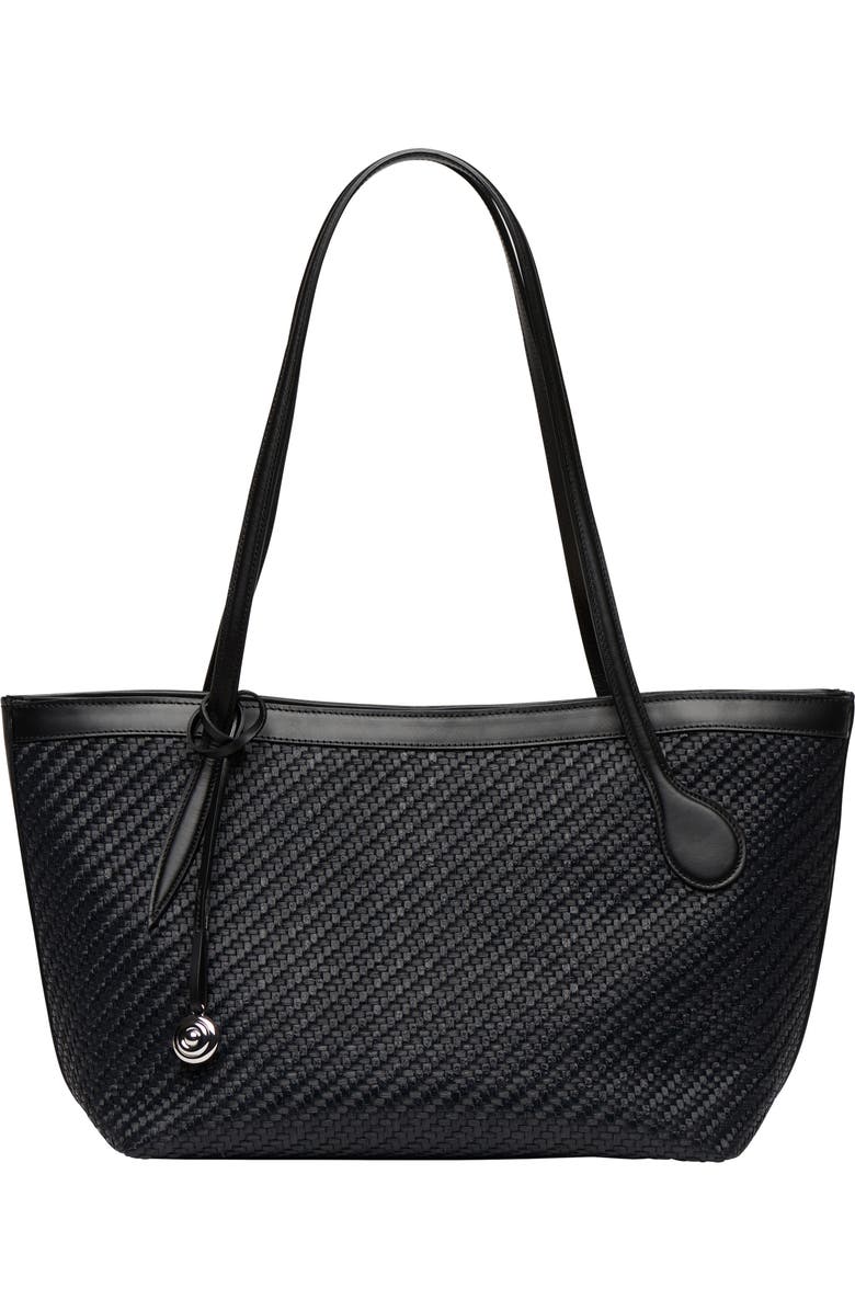 LIFFNER Midi Sprout Woven Leather Tote, Main, color, Black