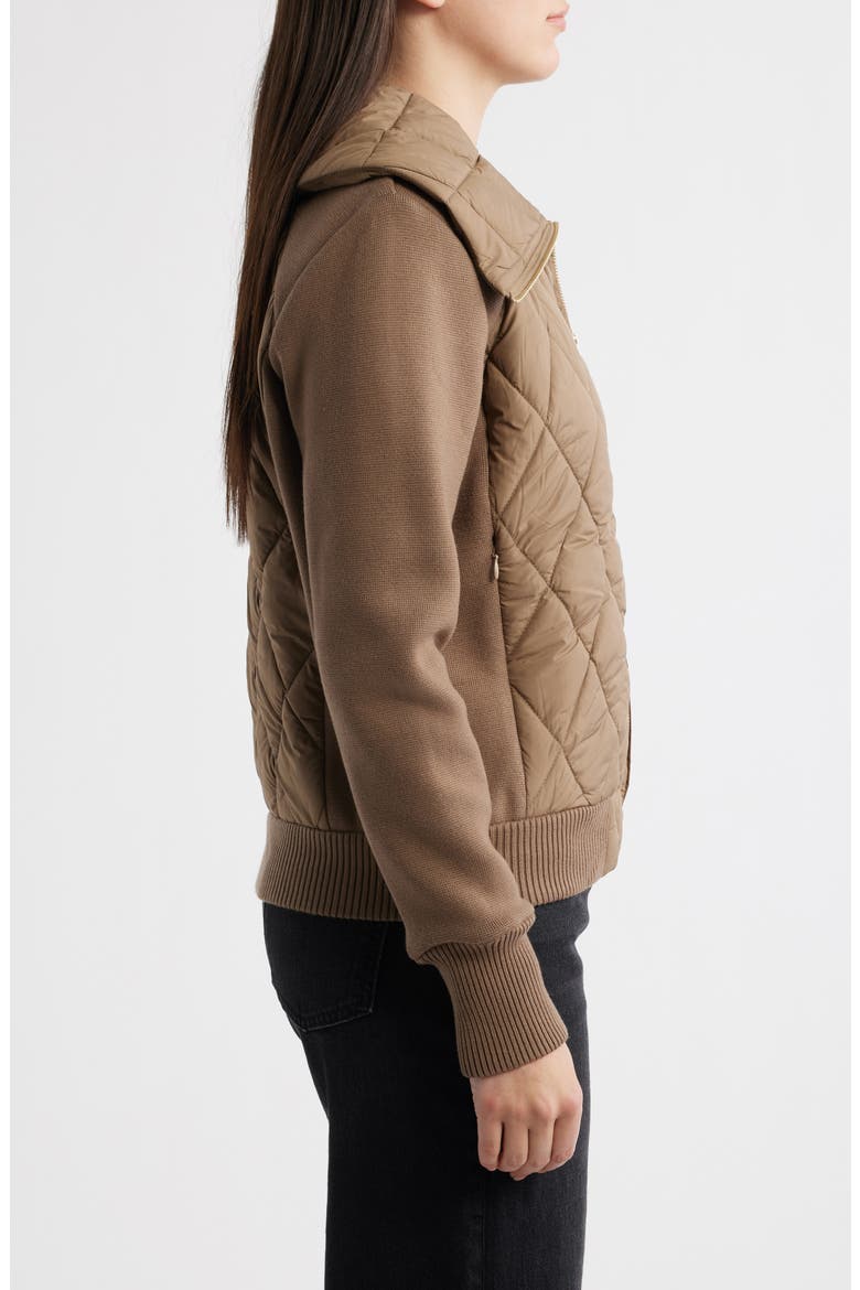 Mixed Media Knit & Quilted Jacket, Alternate, color, SHITAKE