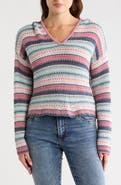 Lucky Brand Baja Stripe Crochet Hoodie