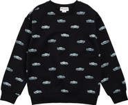 MILES THE LABEL Kids' Racecar Print Stretch Organic Cotton French Terry Sweatshirt
