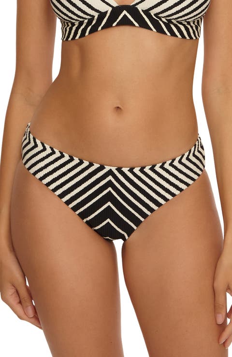 Net Stripe Rib Hipster Bikini Bottoms