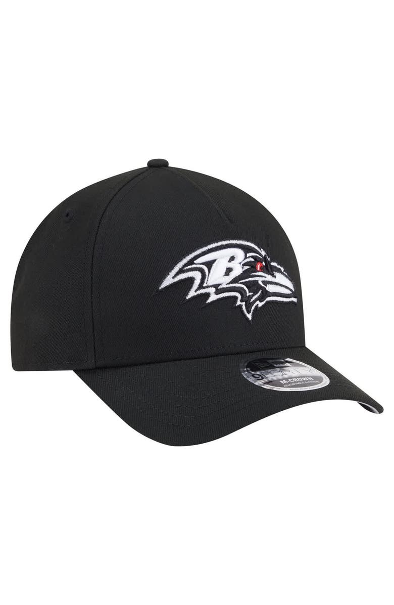 New Era Men's New Era Black Baltimore Ravens Team Collection 9FORTY M-Crown A-Frame Adjustable Hat, Alternate, color,