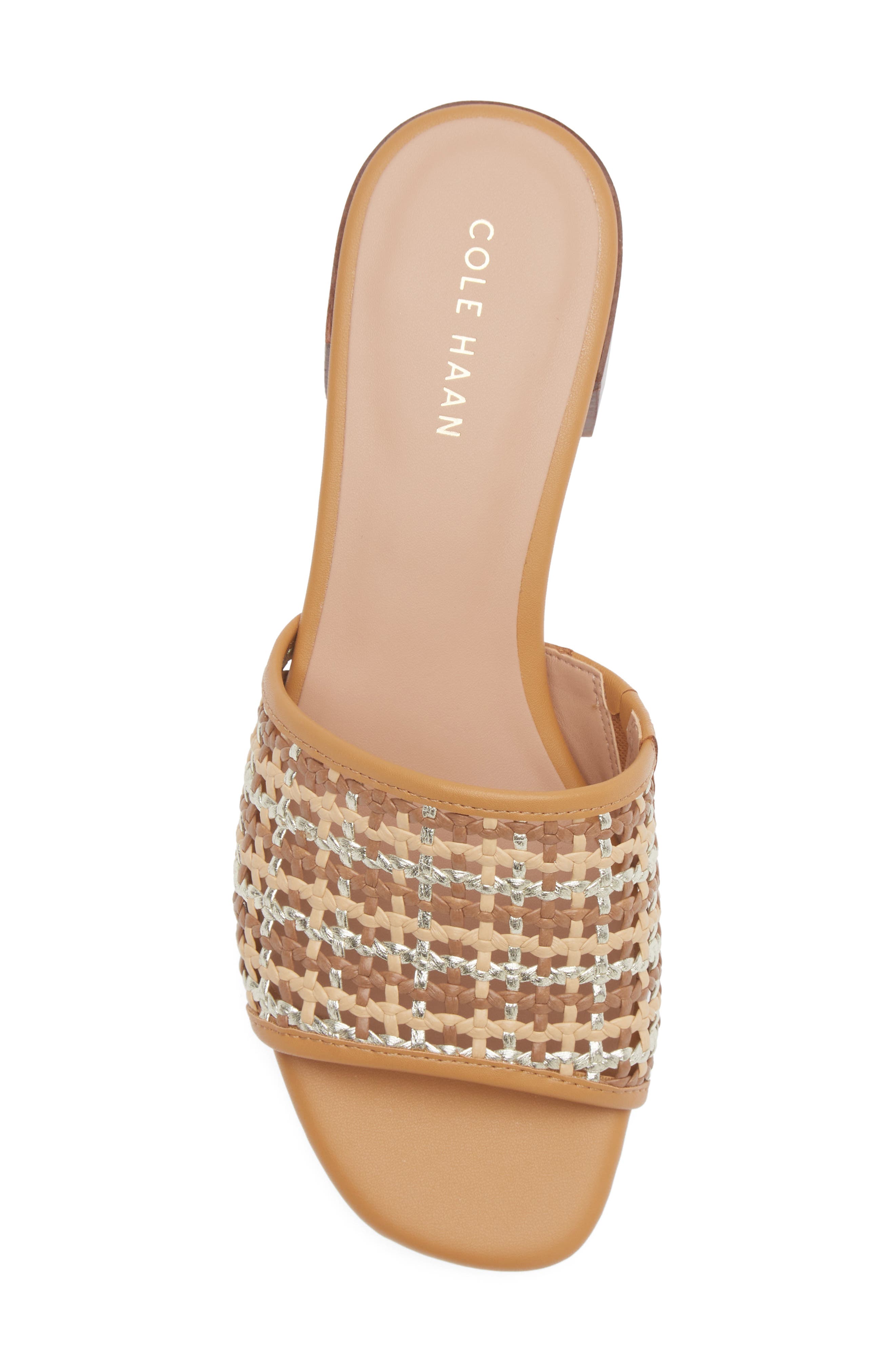 Calli Single Band Block Heel Slide Sandal, Alternate, color, NEUTRAL WOVEN / BISCUIT