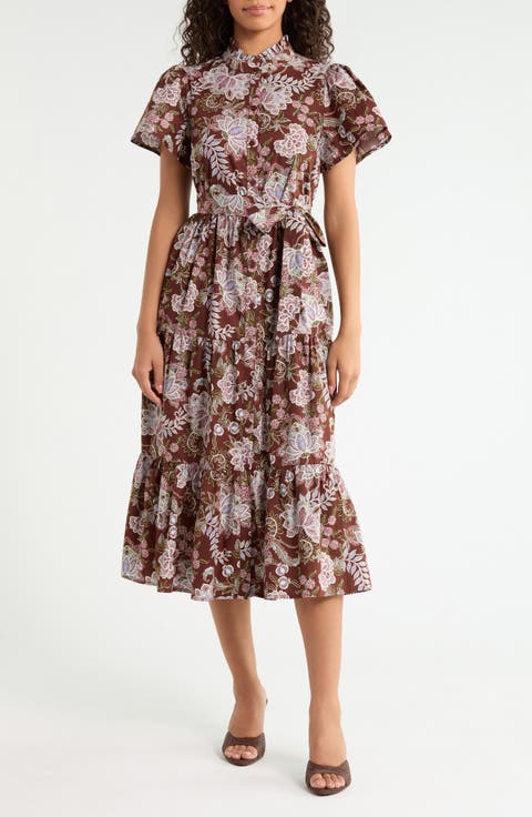 cotton house dress and red mules Women's SUGARLIPS Dresses Cotton gauze Width:D Holiday 2025 Catalog Aria Ruched Midi Dress and rest assured that