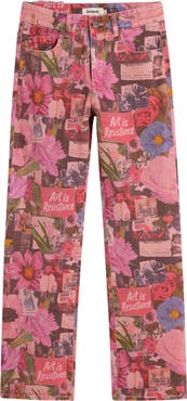 Desigual Patchwork Print Straight Leg Jeans