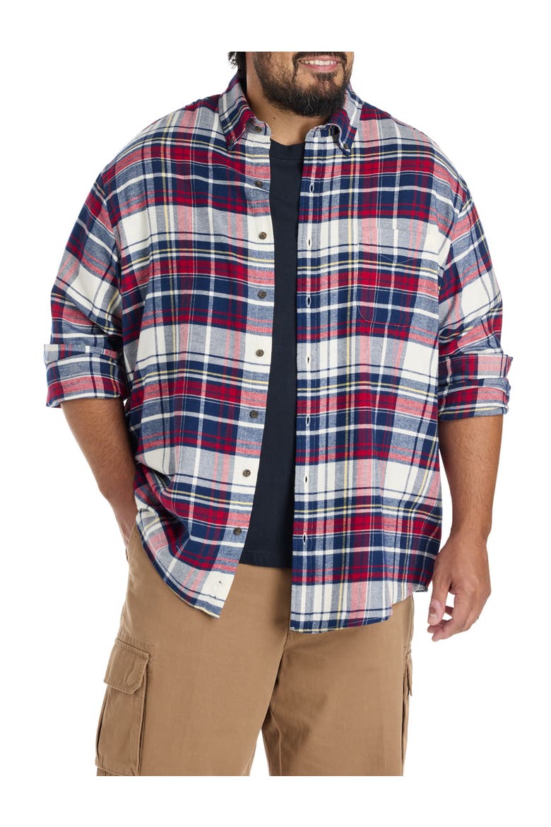 Big & Tall Large Plaid Flannel Sport Shirt, Main, color, BLUE RED MULTI
