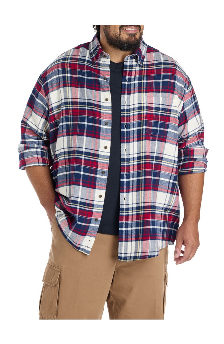 Harbor Bay by DXL Big & Tall Large Plaid Flannel Sport Shirt, Main, color, Blue Red Multi