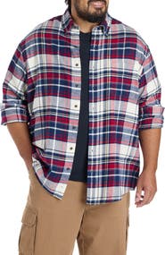Harbor Bay by DXL Big & Tall Large Plaid Flannel Sport Shirt
