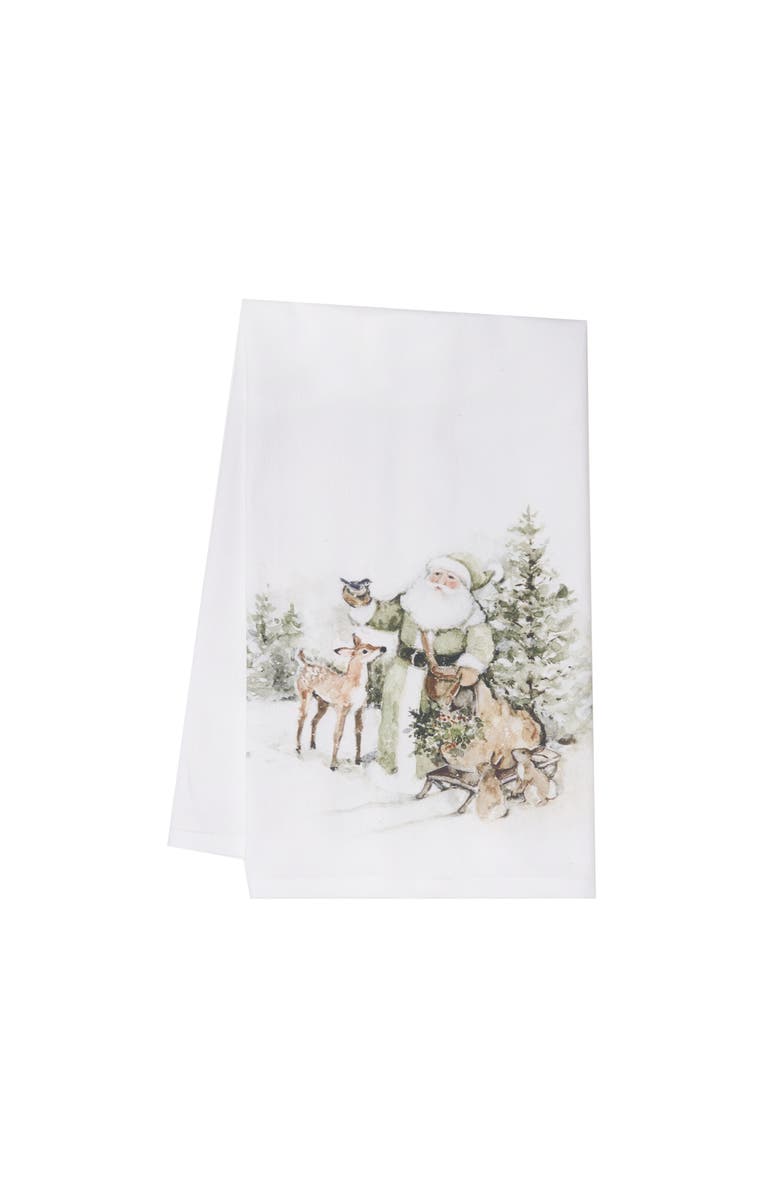 C&F Home Woolland Santa & Animals Towel, Main, color, White