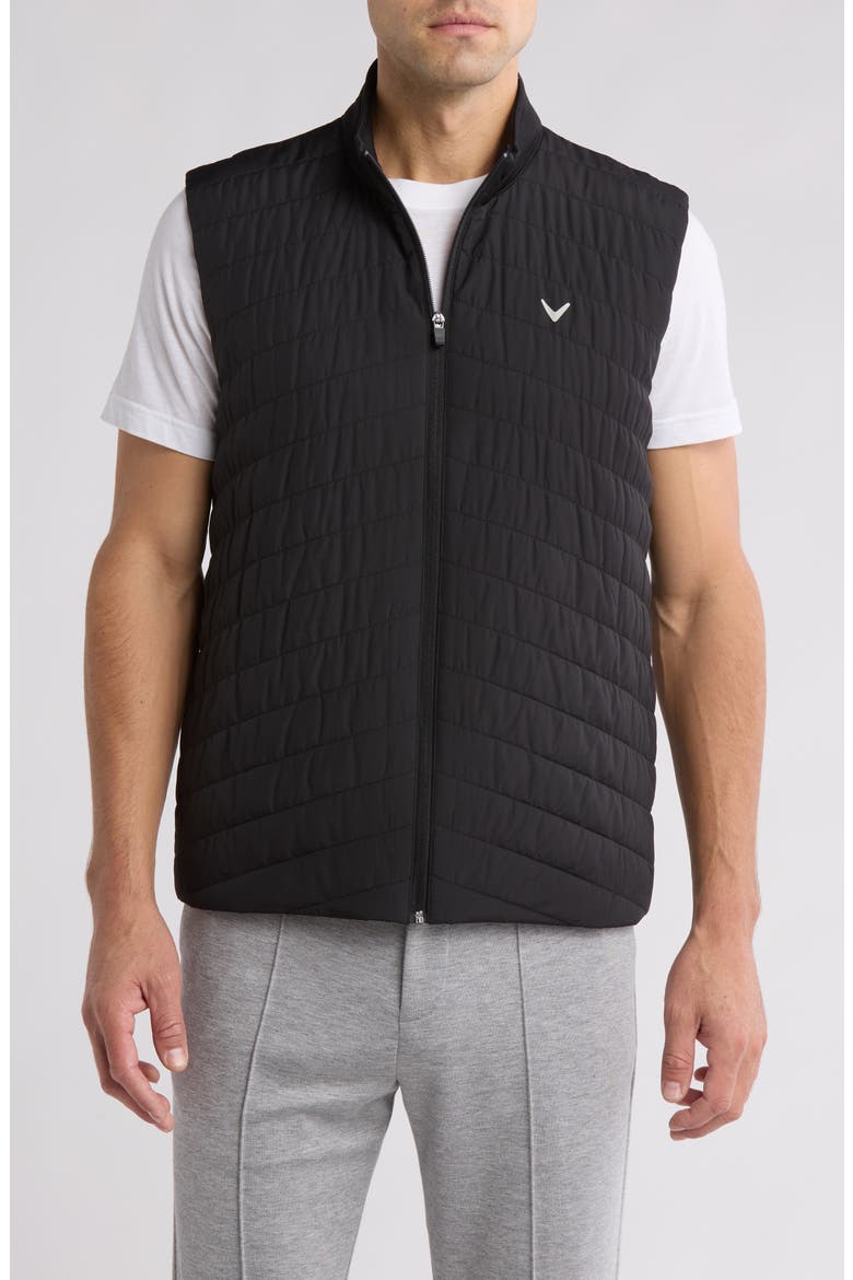 Chevron Quilted Puffer Vest, Main, color, CAVIAR