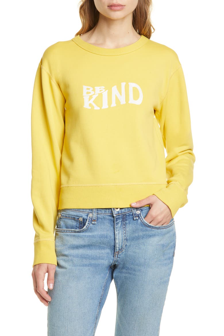 Be Kind Embroidered Sweatshirt, Main, color, YELLOW