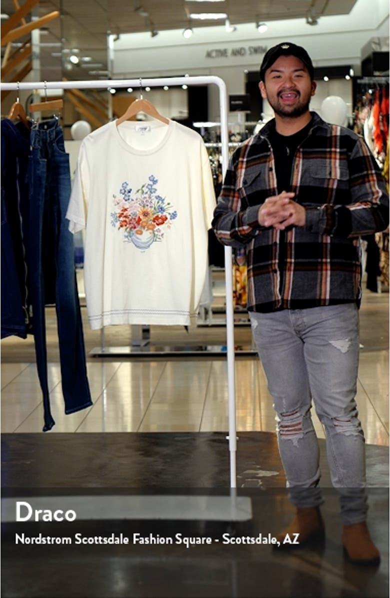 Bouquet Flower Embroidered Oversize T-Shirt, sales video thumbnail