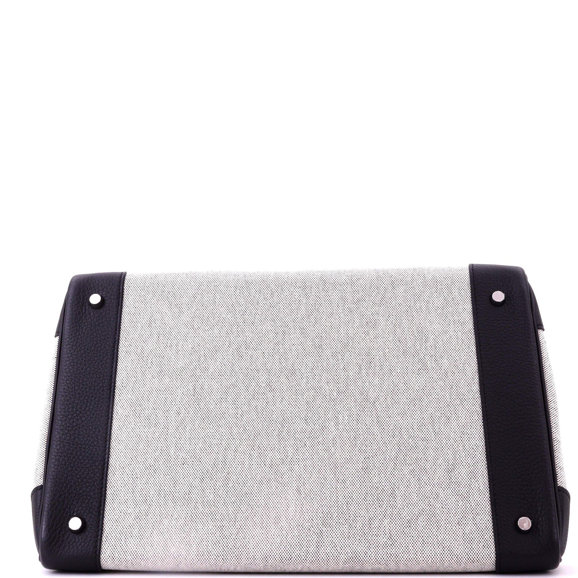 Pre-Owned Hermes HAC Birkin Bag Criss Cross Toile and Black Evercolor with Palladium Hardware 40, Alternate, color, Noir