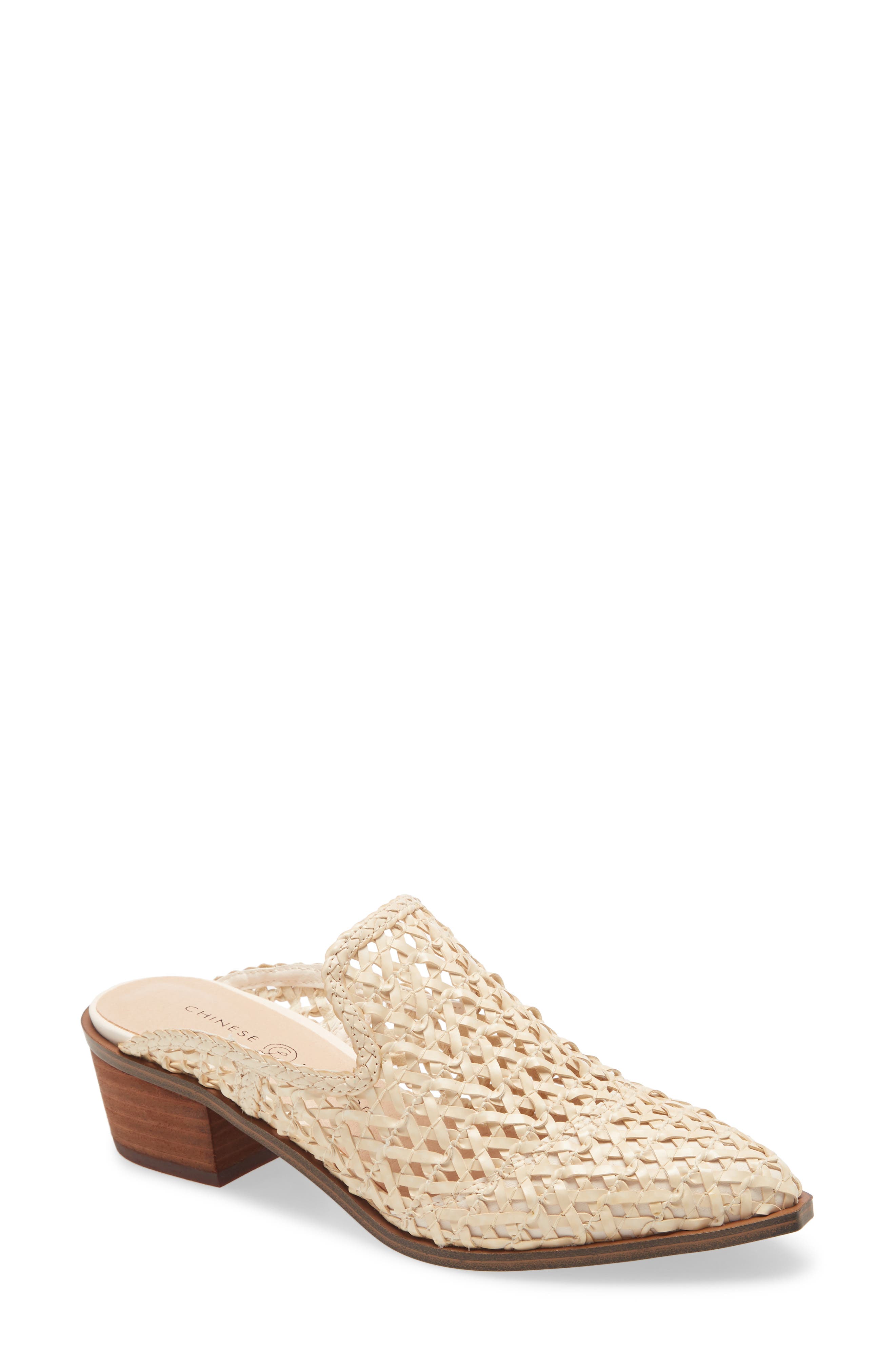 Mayflower Woven Mule, Main, color, ECRU FAUX LEATHER