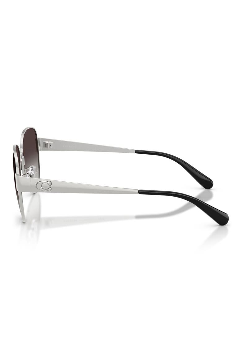 57mm Gradient Pilot Sunglasses, Alternate, color, SHINY SILVER / GREY GRADIENT
