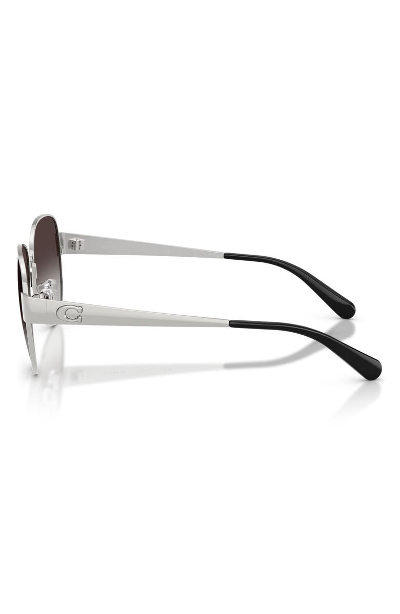 COACH 57mm Gradient Pilot Sunglasses, Alternate, color, Shiny Silver / Grey Gradient