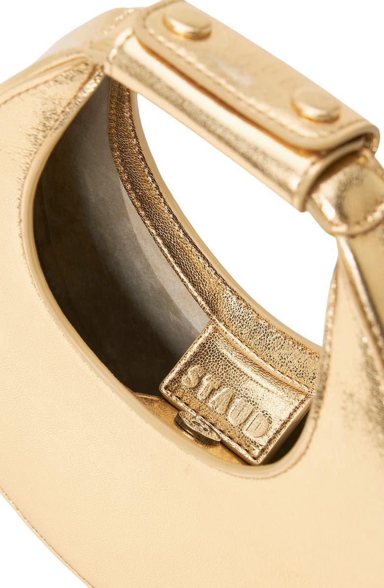 STAUD Good Night Metallic Leather Top Handle Moon Bag, Alternate, color, Gold