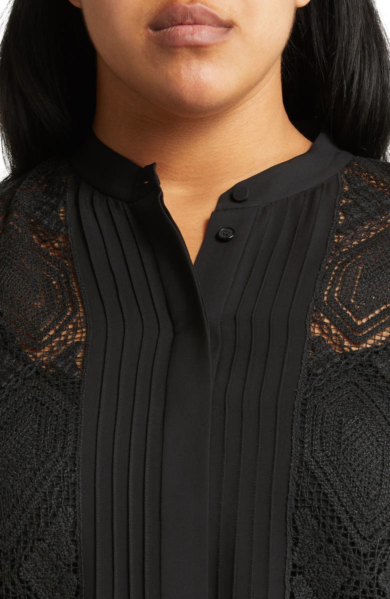 Lafayette 148 New York Boheme Lace Inset Silk Blouse, Alternate, color, 