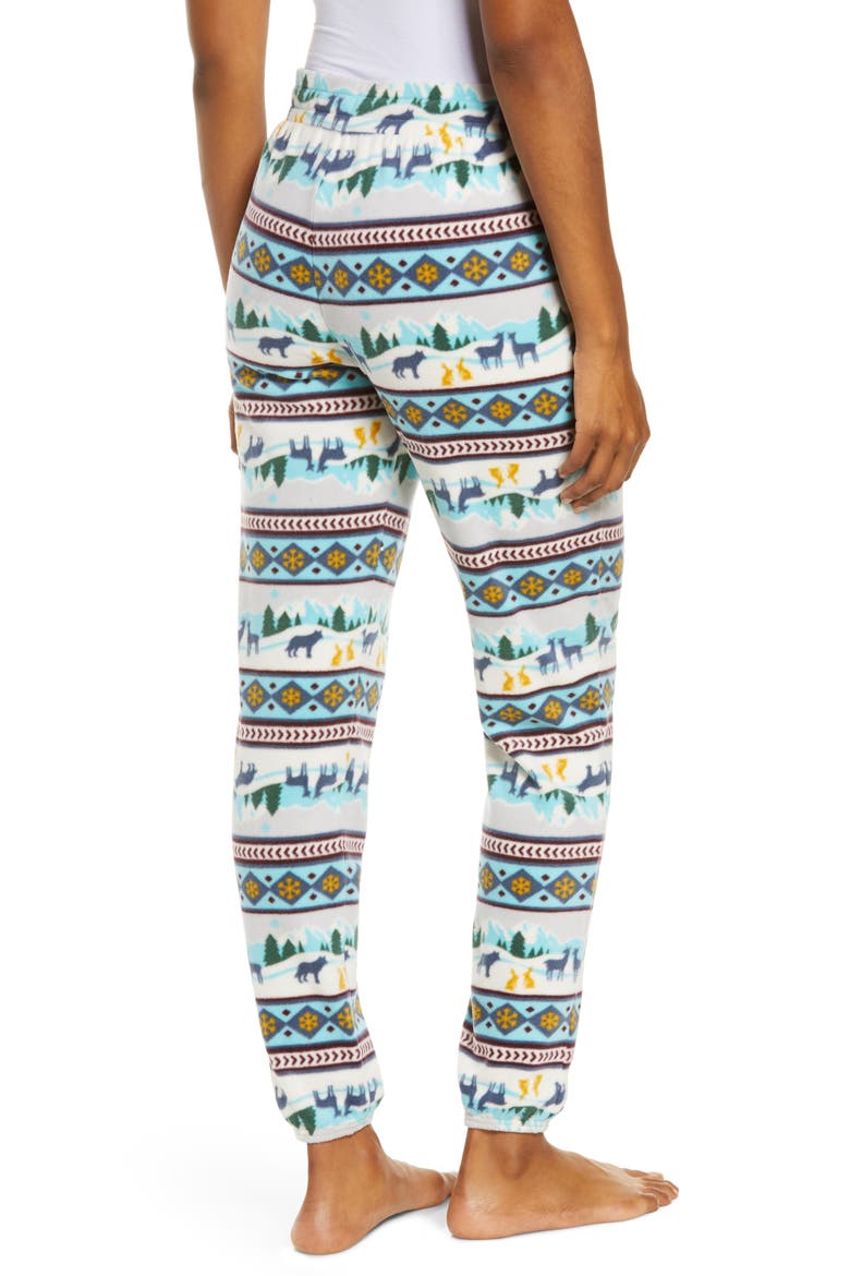 Print Microfleece Joggers, Alternate, color, GREY MICRO WOODLAND SCENE