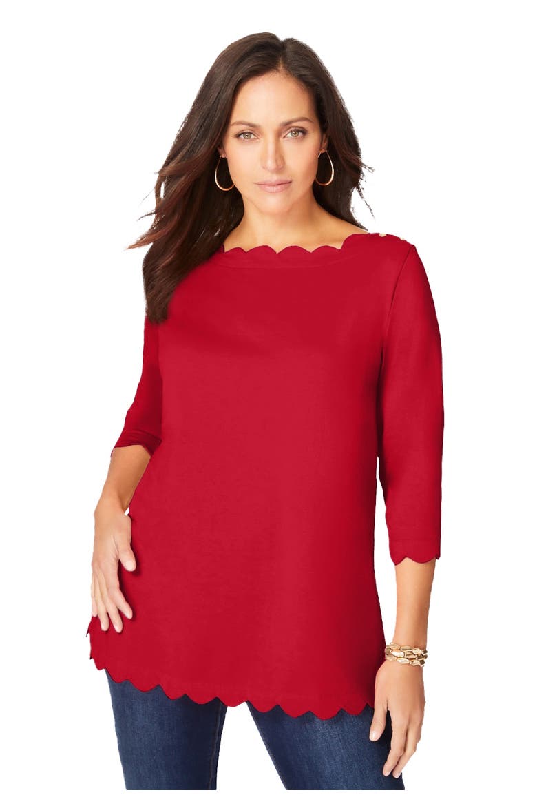 Scallop Boatneck Tunic, Main, color, CLASSIC RED