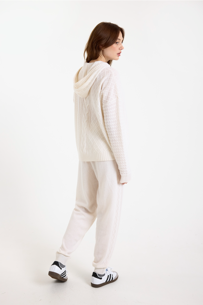Luxe Relaxed Fit 100% Cashmere Hoodie, Alternate, color, ORGANIC WHITE