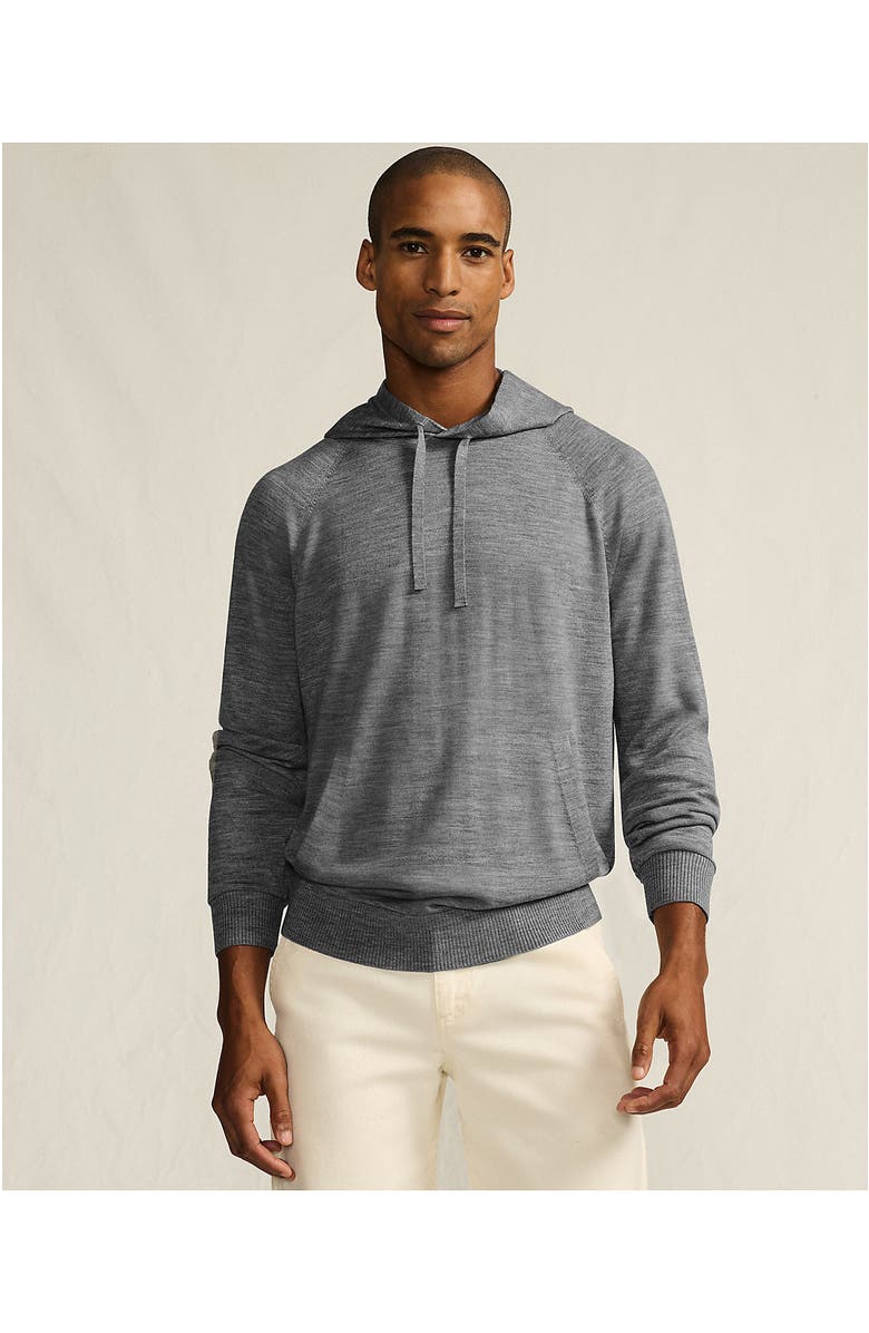 Lands' End Long Sleeve Washable Merino Pullover Hoodie, Alternate, color, Pewter Heather